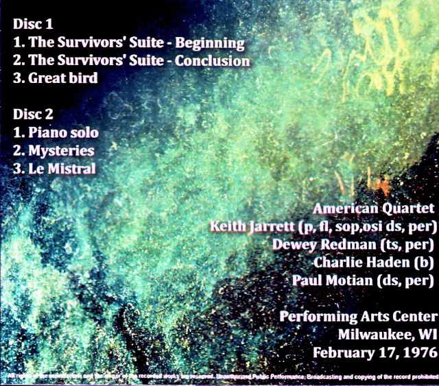 Keith Jarrett Quartet, Charlie Haden, Paul Motian, Keith Jarrett/WI, USA, February 17, 1976 (Completed) - Image 2