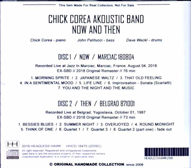 Chick Corea Akoustic Band John Patitucci / France 2018 & more Soundboard Edition - Image 2