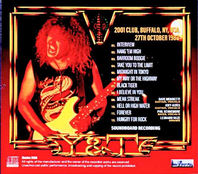 Y & T (Y&T) / CA, USA 10.27.1983 FM Broadcast Edition - Image 2