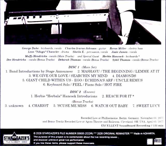 George Duke Band / Germany 11.03.1977 FM Broadcast Edition & more - Image 2