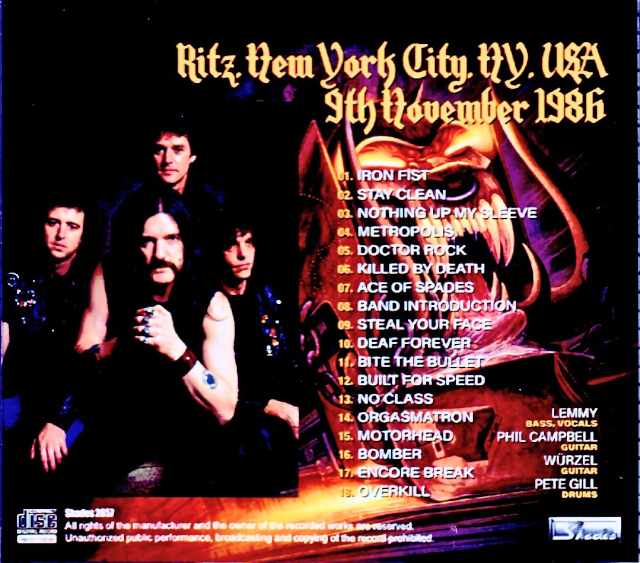 Motorhead / NY, USA 11.09.1986 Complete - Image 2