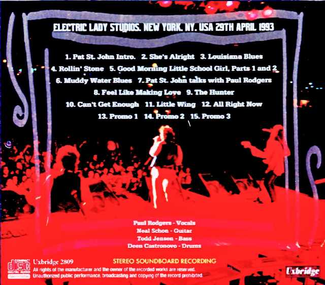 Paul Rodgers & Neil Schon / NY, USA 04.29.1993 Soundboard Edition - Image 2