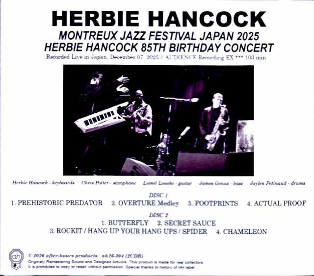 Herbie Hancock Chris Potter / Kanagawa, Japan 2025 Complete Soundboard Edition - Image 2