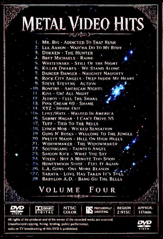 Various Artists Mr. Big,Whitesnake,Dokken,Guns N' Roses,KISS,L.A. Guns,,Lynch Mob,Pretty Maids/Metal Video Hits Vol.4 - Image 2
