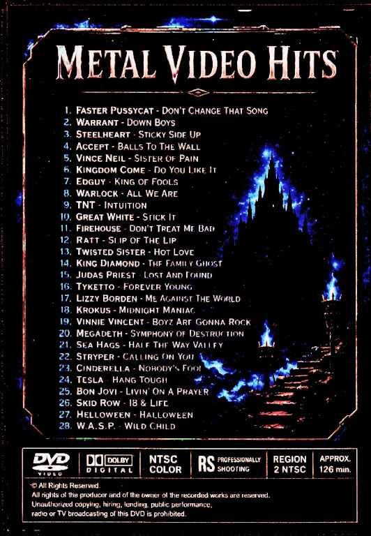 Various Artists Judas Priest,Accept,Twisted Sister,Faster Pussycat,Megadeth,Skid Row,Bon Jovi/Metal Video Hits Vol.1 - Image 2