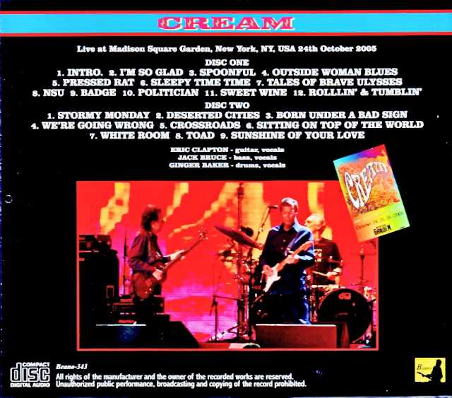 Cream / NY, USA 10.24.2005 DAT Master Edition - Image 2
