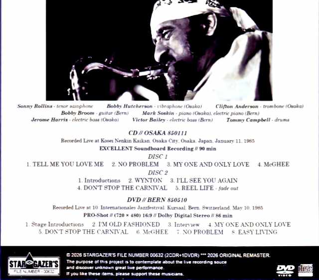 Sonny Rollins / Osaka, Japan – January 11, 1985 (FM Broadcast Edition & More) - Image 2