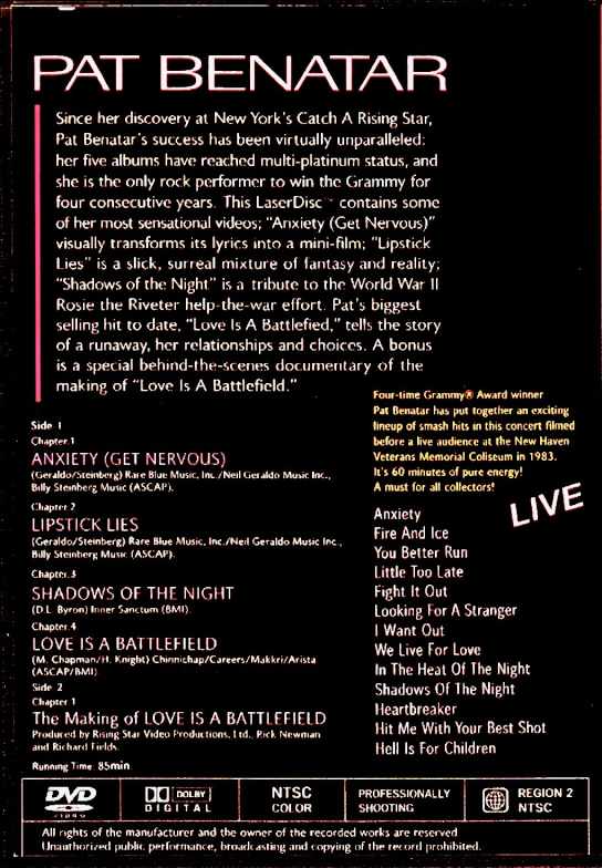 Pat Benatar / Hit Videos and Live Collection - Image 2
