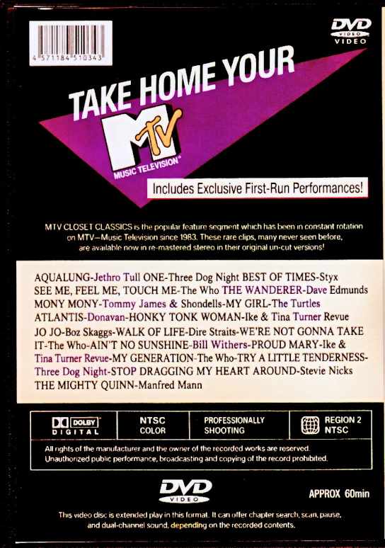 Various Artists Styx, Jethro Tull, Ike and Tina Turner, Three Dog Night, Boz Scaggs, Dire Straits, Stevie Nicks/MTV Closet Classics Vol.2 - Image 2