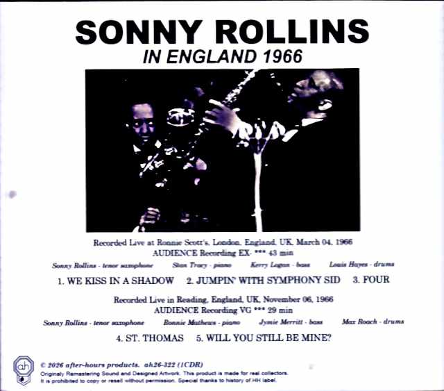 Sonny Rollins / England, UK 1966 - Image 2