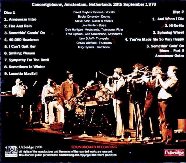 Blood, Sweat & Tears / Netherlands, September 20, 1970 – Complete FM Broadcast Edition - Image 2