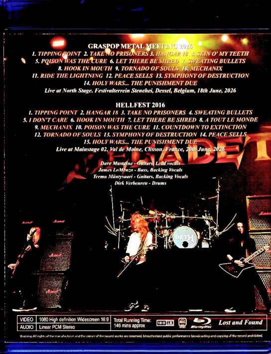 Megadeth/Belgium 06.18.2026 & more Complete Pro-Shot Edition Blu-Ray Version - Image 2