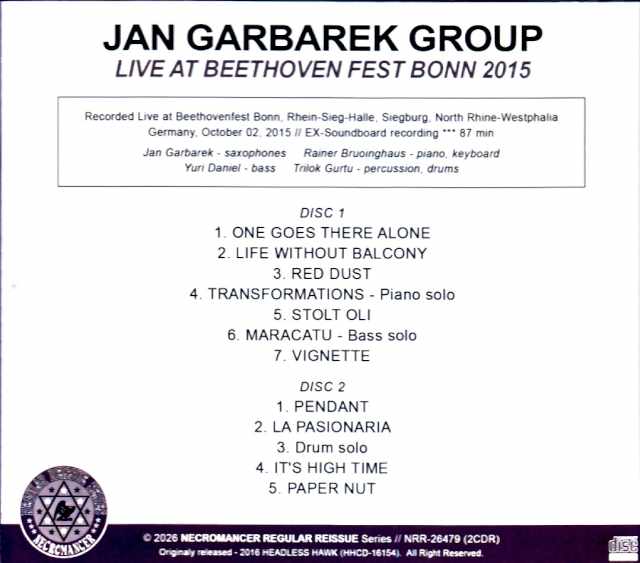 Jan Garbarek Group /Germany 10.02.2015 FM Broadcast Edition - Image 2