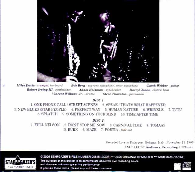 Miles Davis Bob Berg/Italy 11.13.1986 Remastered - Image 2