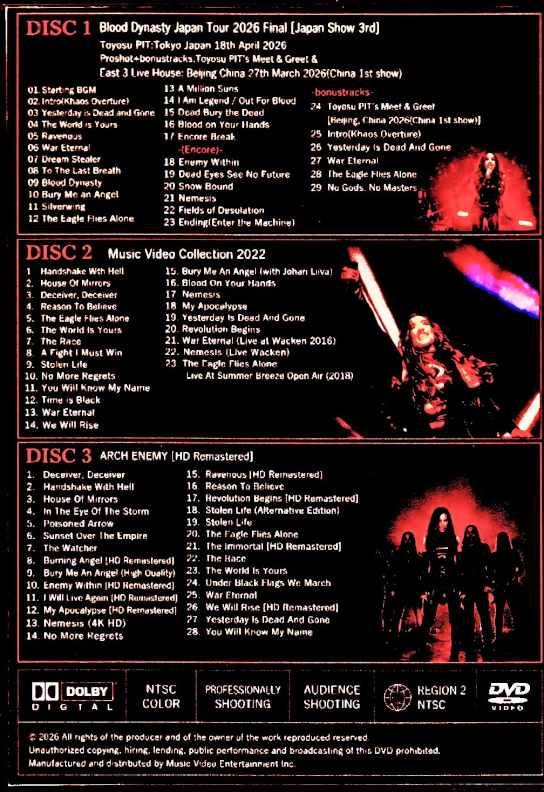 Arch Enemy/Asian Tour 2026 and Music Video Collection - Image 2